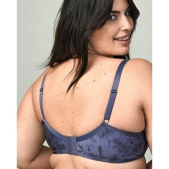 Wonderbra Plus Charcoal Printed With Black Lace Full Support Underwire Bra 40C - Picture 3 of 14